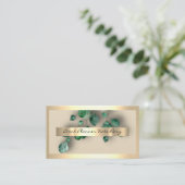 Floral Mint Green Eucaliptus Gold Event Planner Visitekaartje (Staand voorkant)