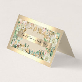 Floral Mint Green Faux Gold Event Planner Beauty Visitekaartje