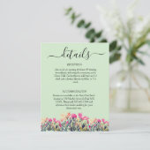 Floral Mint Green QR Code Trouwceremonie Details RSVP Kaartje (Staand voorkant)