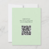 Floral Mint Green QR Code Trouwceremonie Details RSVP Kaartje (Achterkant)