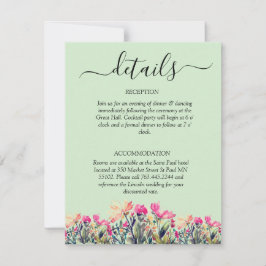 Floral Mint Green QR Code Trouwceremonie Details RSVP Kaartje