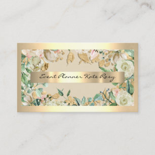 Floral Mint Green Rozen Gold Event Planner Beauty Visitekaartje
