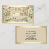 Floral Mint Green Rozen Gold Event Planner Beauty Visitekaartje (Voorkant / Achterkant)