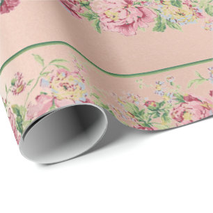 Floral Mint Green Rozen Pink Parly Pastel Lux Cadeaupapier