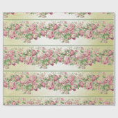 Floral Mint Green Rozen Roze pap Cadeaupapier (Vlak)