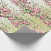 Floral Mint Green Rozen Roze pap Cadeaupapier (Hoek)