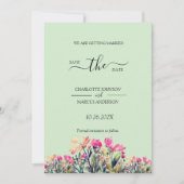 Floral Mint Green Save the Date Kaart (Voorkant)