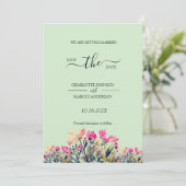 Floral Mint Green Save the Date Kaart (Staand voorkant)