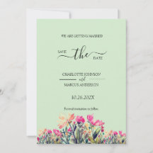 Floral Mint Green Save the Date Kaart