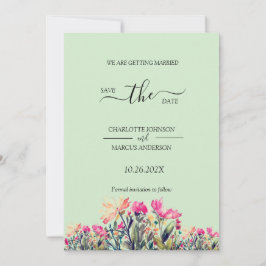 Floral Mint Green Save the Date Kaart