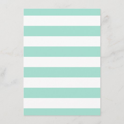 Floral Mint Green Stripes Gold Wedding Details Informatiekaartje (Achterkant)