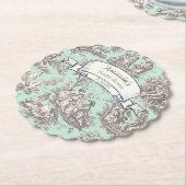 floral mint grey toile de jouy kartonnen onderzetters (Gekanteld)