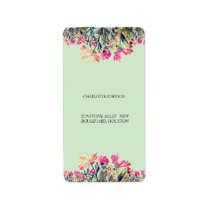 Floral mint groen Retour Adres Label