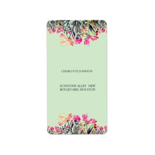 Floral mint groen Retour Adres Label (Voorkant)