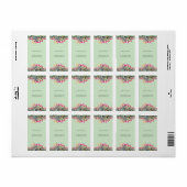 Floral mint groen Retour Adres Label (Full Sheet)