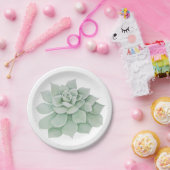 Floral Mint Groene Succulente Cactus Trouwfeest Papieren Bordje (Feest)