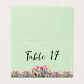 Floral Mint Groene Tafelnummers Kaart (Buitenkant ongevouwen)