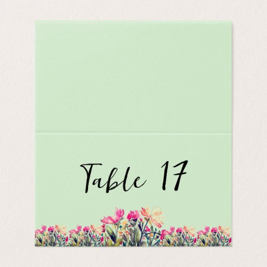Floral Mint Groene Tafelnummers Kaart (Buitenkant ongevouwen)