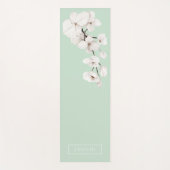 Floral Mint Groene Witte Orchideeën Naam Oefening Yogamat (Voorkant)