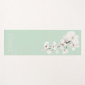 Floral Mint Groene Witte Orchideeën Naam Oefening Yogamat (Voorkant (horizontaal))