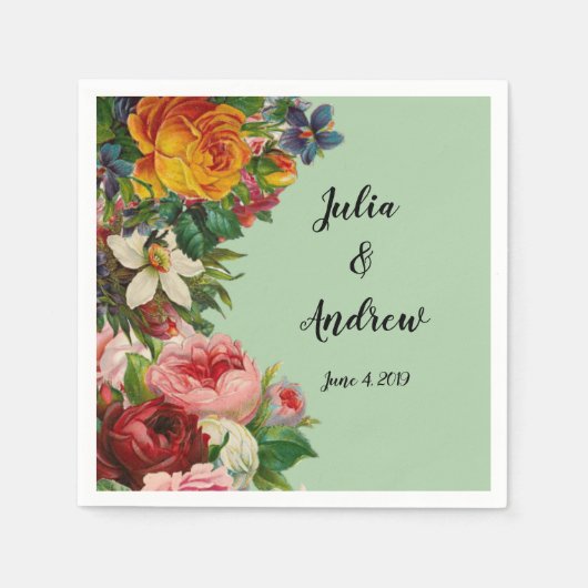 Floral Mint Servet (Voorkant)