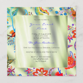 Floral Mint Silk ombr Oriental Spring Chinoiserie Kaart