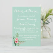 Floral Mint Wedding Rehearsal Pink Rose Flower Kaart (Staand voorkant)