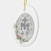Floral Miraculous Medal Keramisch Ornament (Links)