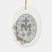 Floral Miraculous Medal Keramisch Ornament (Voorkant)