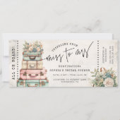 Floral Miss to Mrs Travel Vrijgezellenfeest Ticket Kaart (Voorkant)