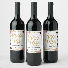 Floral Miss to Mrs Vrijgezellenfeest Wine Label Wijn Etiket