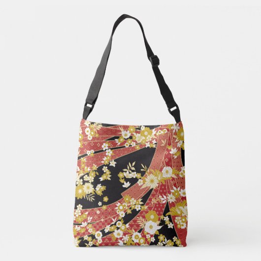 Floral Mix Kimono Pattern Crossbody Tas (Achterkant)