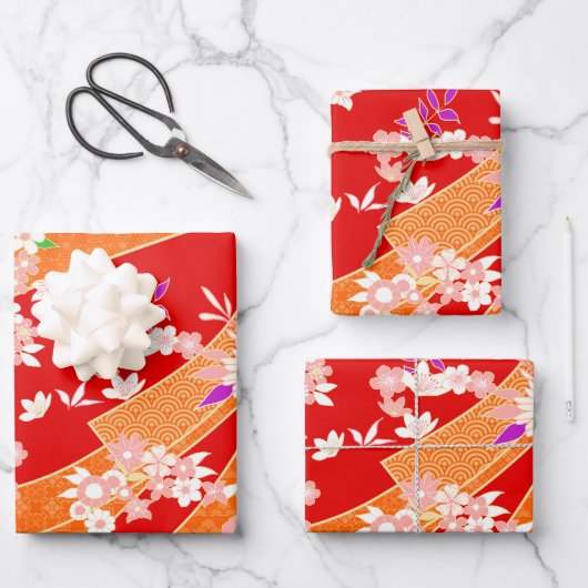 Floral Mix Kimono Pattern Inpakpapier Vel (Voorkant)