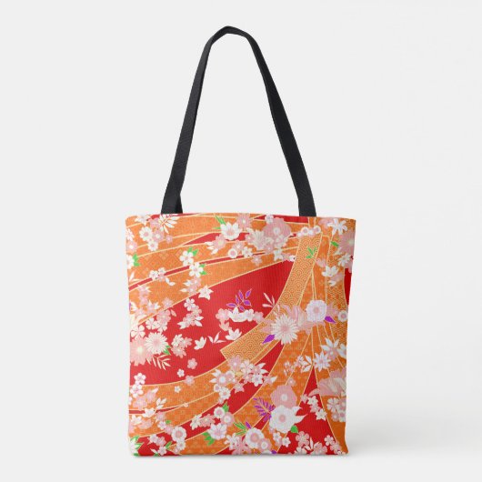 Floral Mix Kimono Pattern Spring Tote Bag (Achterkant)