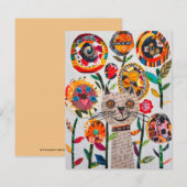 Floral Mixed Media Cat Collage Wenskaart Bedankkaart (Voorkant / Achterkant)