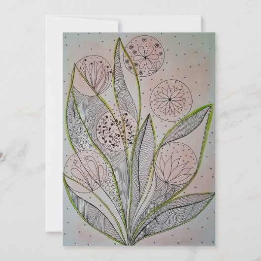 Floral Mixed Media Design Flat Card (Voorkant)