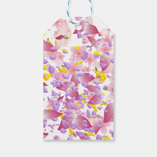 Floral, mixed petals prinf Small Gift Bag Cadeaulabel (Achterkant)