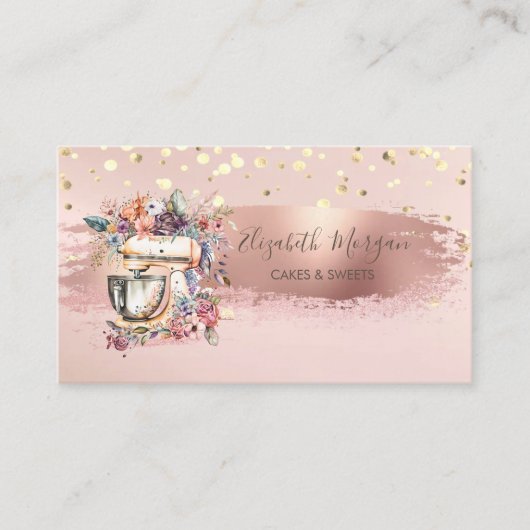 Floral Mixer, Gold Confetti, penseellijn Visitekaartje (Voorkant)