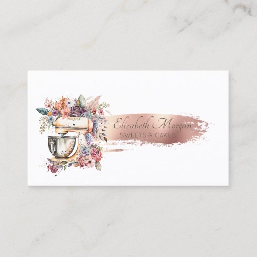 Floral mixer penseelstreken gebak Handgereedschap Visitekaartje (Voorkant)