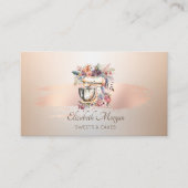 Floral Mixer Roos Gold Brush Stroke Bakery Visitekaartje (Voorkant)