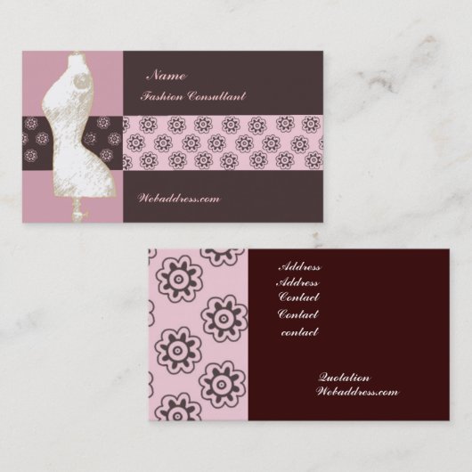 Floral Mode Design Mannequin Consultant Visitekaartje (Voorkant / Achterkant)