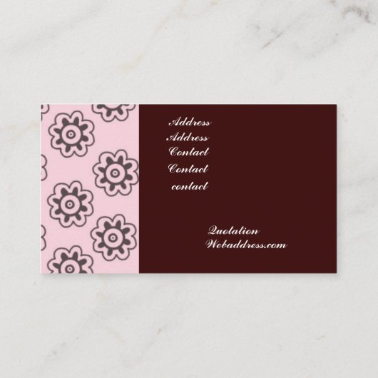 Floral  Mode Design Mannequin Consultant Visitekaartje (Achterkant)