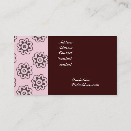 Floral  Mode Design Mannequin Consultant Visitekaartje (Achterkant)