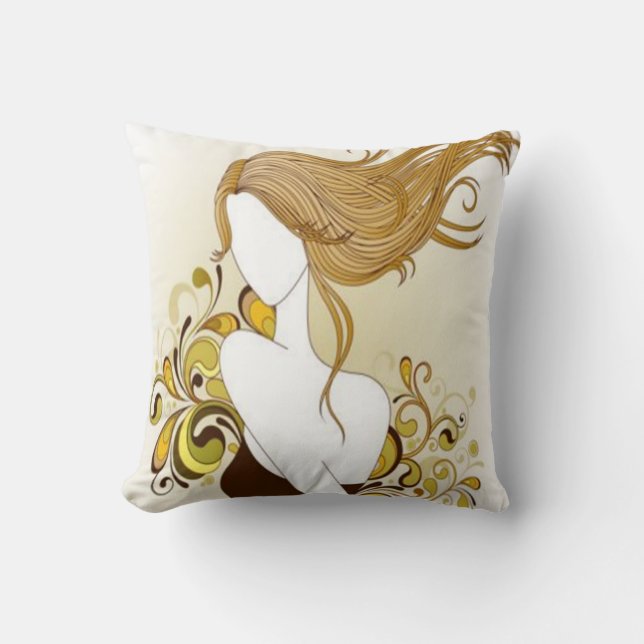 Floral Mode Girl Pillow Kussen (Voorkant)