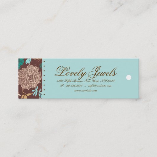  Floral Mode Kleding blauw bruin crème Mini Visitekaartje (Voorkant)