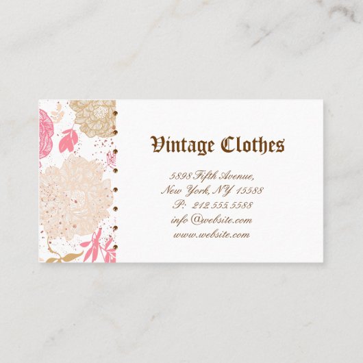  Floral Mode Kleding Roze witte crème Visitekaartje (Achterkant)
