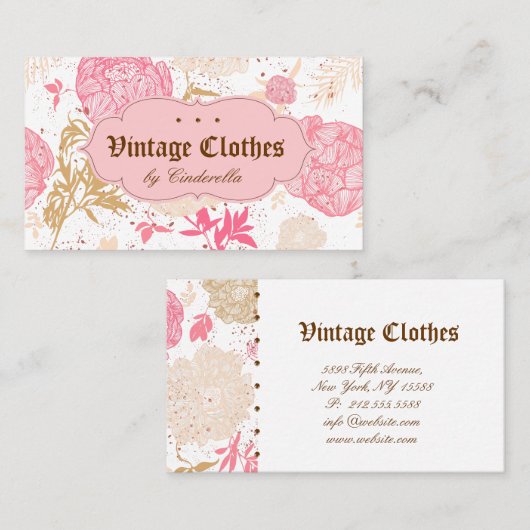  Floral Mode Kleding Roze witte crème Visitekaartje (Voorkant / Achterkant)