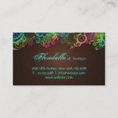 Floral Mode Linen Blue Brown Espresso Visitekaartje (Achterkant)