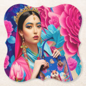 Floral mode prinses met handtas kartonnen onderzetters (Voorkant)