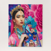Floral mode prinses met handtas legpuzzel (Verticaal)